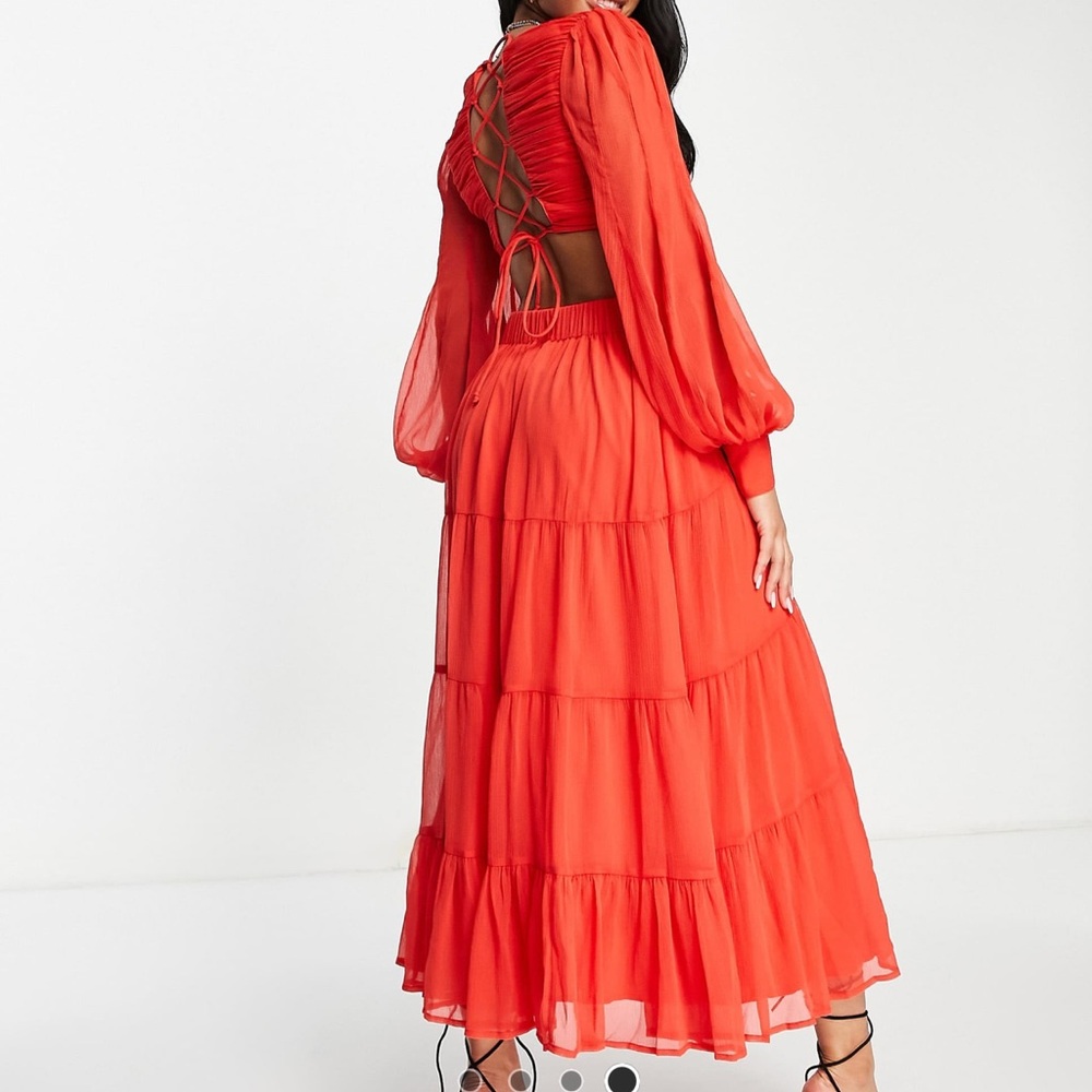 ASOS midi dress with tiered skirt